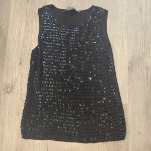 Uniform John Paul Richard Black Sleeveless Sequin Unlined Top Womens Size Medium